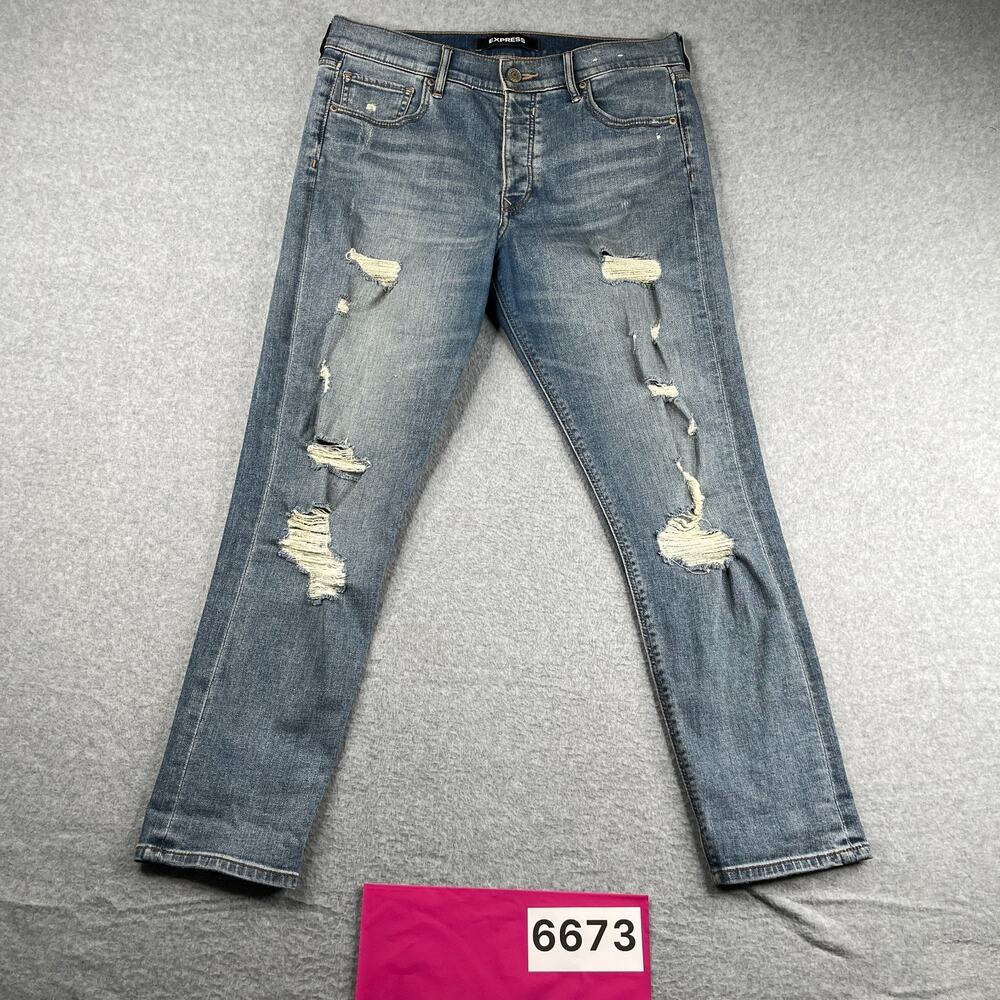 Express Vintage Skinny High Rise Womens Size 6R Button Fly Distressed